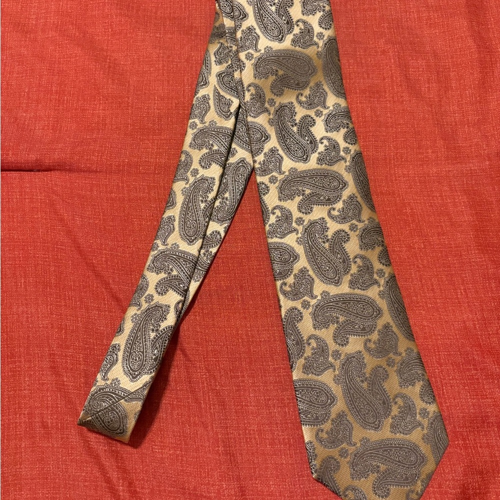 Ermenegildo Zegna Paisley Tan and Gray Tie, great condition.